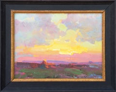 Sunset, Impressionist Oil Painting, Signed, 21st Century, Framed