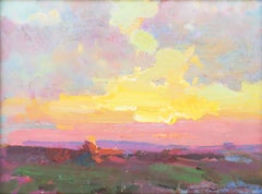 Sunset, Impressionist Oil Painting, Signed, 21st Century, Framed