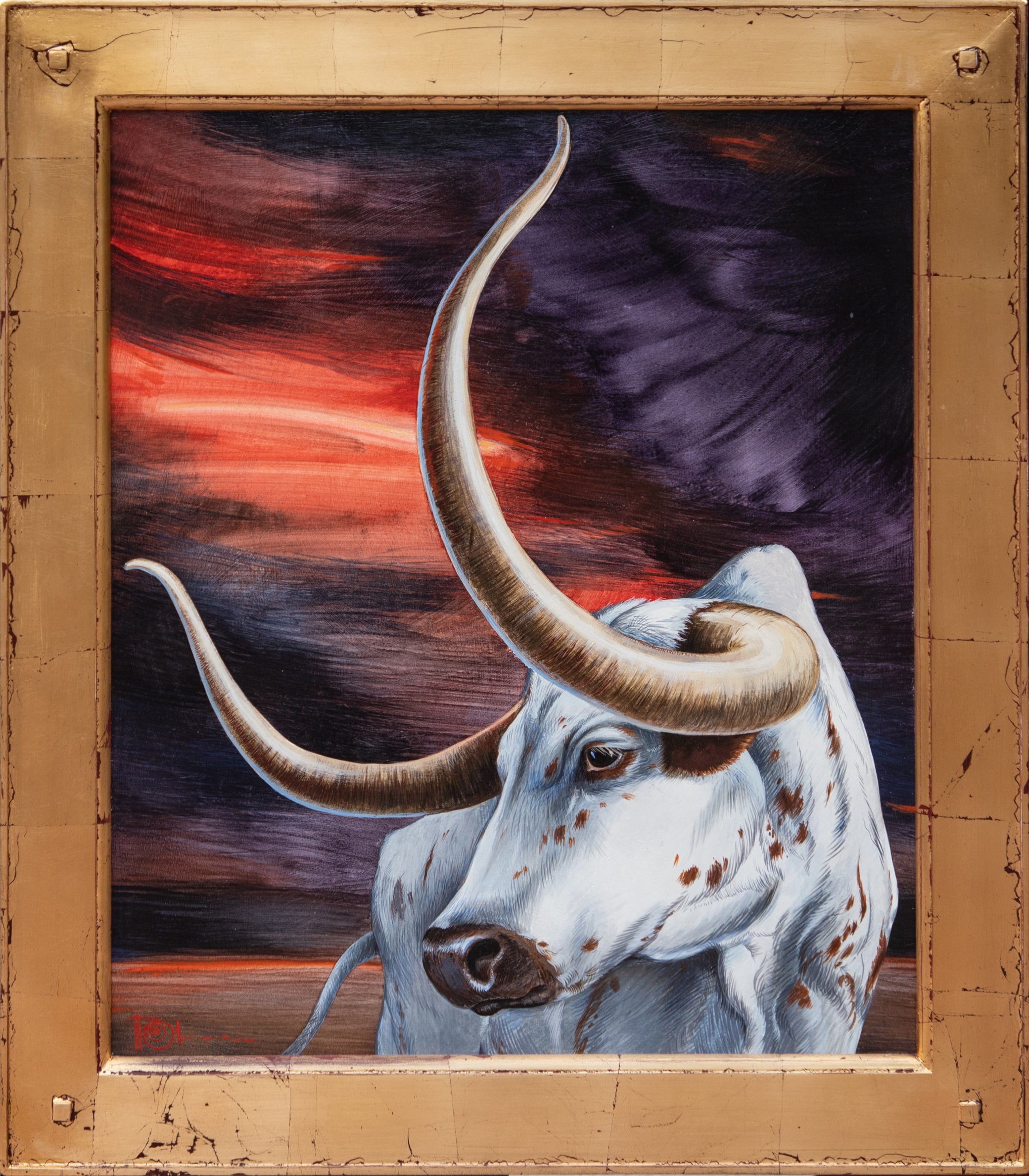 Olga and Aleksey Ivanov Animal Painting - Longhorn Sunset