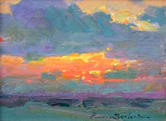 Late Sunset, Original Oil Painting, Impressionist, Landscape, Signed, Framed