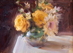 Sommerstrauß, Stillleben, impressionistisches Ölgemälde, signiert, gerahmt