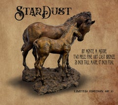 Stardust, sculpture en bronze en édition limitée (2/10) représentant une jument et son poulain