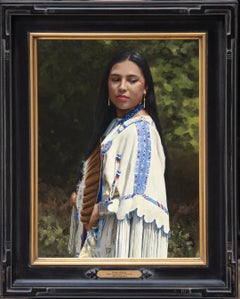 Numu Waipu (One Comanche Woman), Mixed Media, Acrylic & Watercolor, Framed
