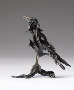 Sculpture mystique en bronze d'un corbeau perché, édition limitée, n° 21/30