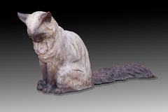 „Smokey Joe“, Katzen-Skulptur aus Bronzeguss in limitierter Auflage, 18 x 11,5 Zoll