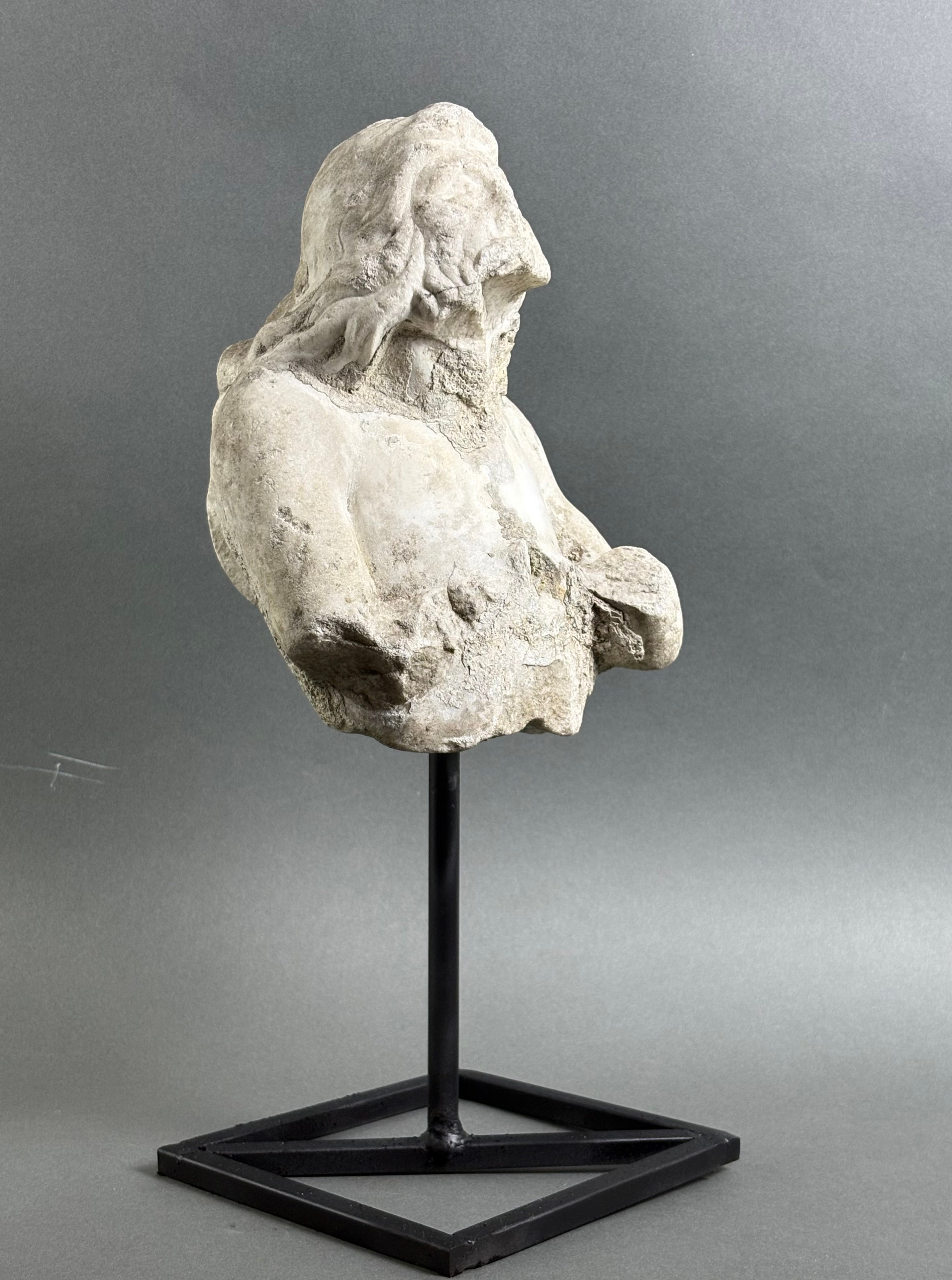 Triton in Marble Fragment of Baroque Sculpture Italy 17th century