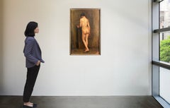 Großer männlicher Akt der Akademie, Öl auf Leinwand, Ende des 19. Jahrhunderts – Anfang des 20. Jahrhunderts