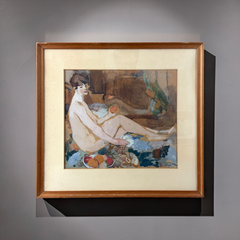 Nudo Femminile Scuola Postimpressionista Belga Acquarello Firmato