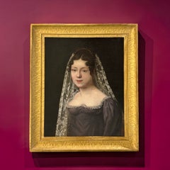 Large Portrait of a Veiled Woman: A Neoclassical Painting from the Empire Period