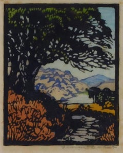 Grabado en madera a color original de Frances Gearhart: «Old Oak»