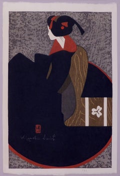 Kiyoshi Saito Original Pencil Signed Color Woodblock - Maiko, Kyoto