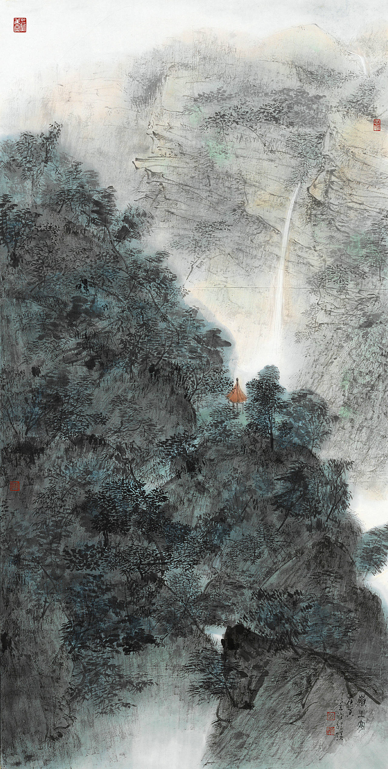 Hsu Kuo-Huang Abstract Drawing - Yue Fei Pavilion in Taroko National Park