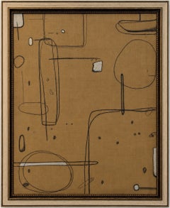 «Estructura tranquila», 2026. Técnica mixta sobre lienzo, marco vintage.