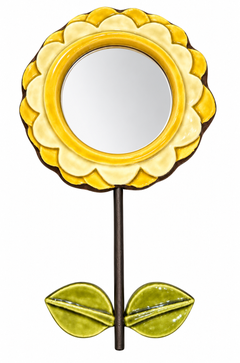 Espejo «Flower» n.º ESP469, escultura de cerámica de estilo Art Nouveau, siglo XX