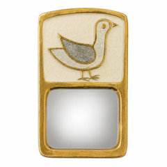 Ceramic Bird Mirror N°ESP412, Art Nouveau, 20th Century, Excellent