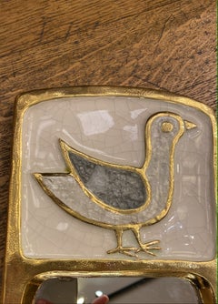 Specchio a forma di uccello in ceramica n. ESP412, Art Nouveau, XX secolo, ottimo stato