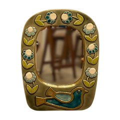 Ceramic Bird Mirror N°ESP407, Art Nouveau, 20th Century, 30 cm