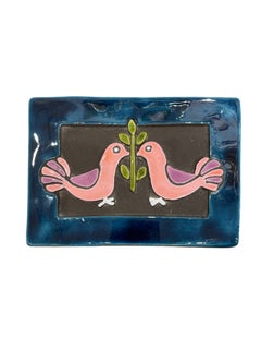 Ceramic Bird Jewelry Box N°ESP384, Art Nouveau, 20th Century, signed