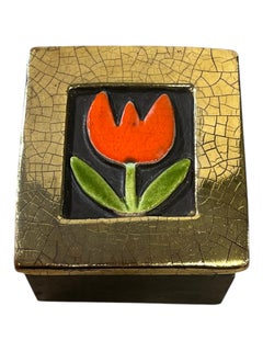 Ceramic Flower Jewelry Box N°ESP326, Art Nouveau, 20th Century, 9.5"