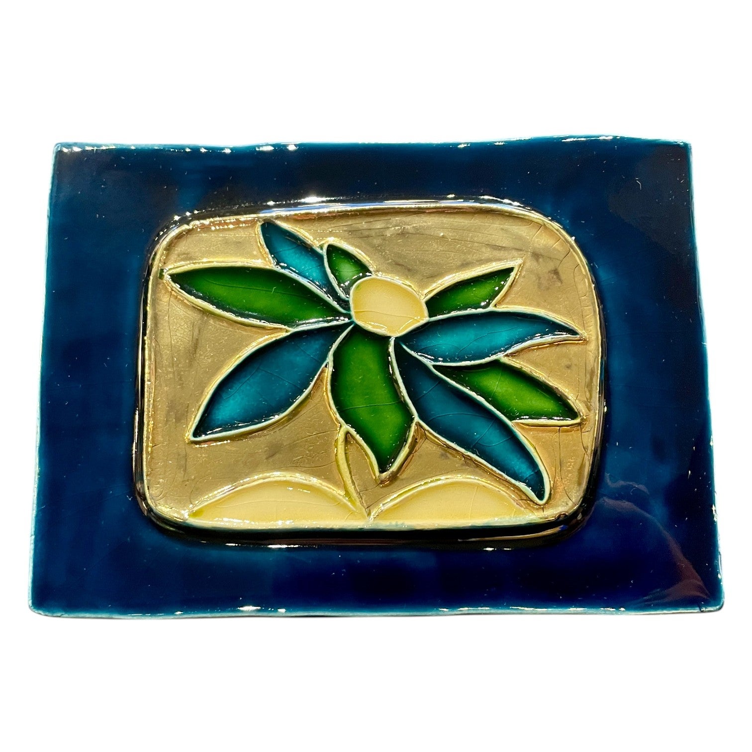 Ceramic Flower Jewelry Box N°ESP254, Art Nouveau, 20th Century, Signed