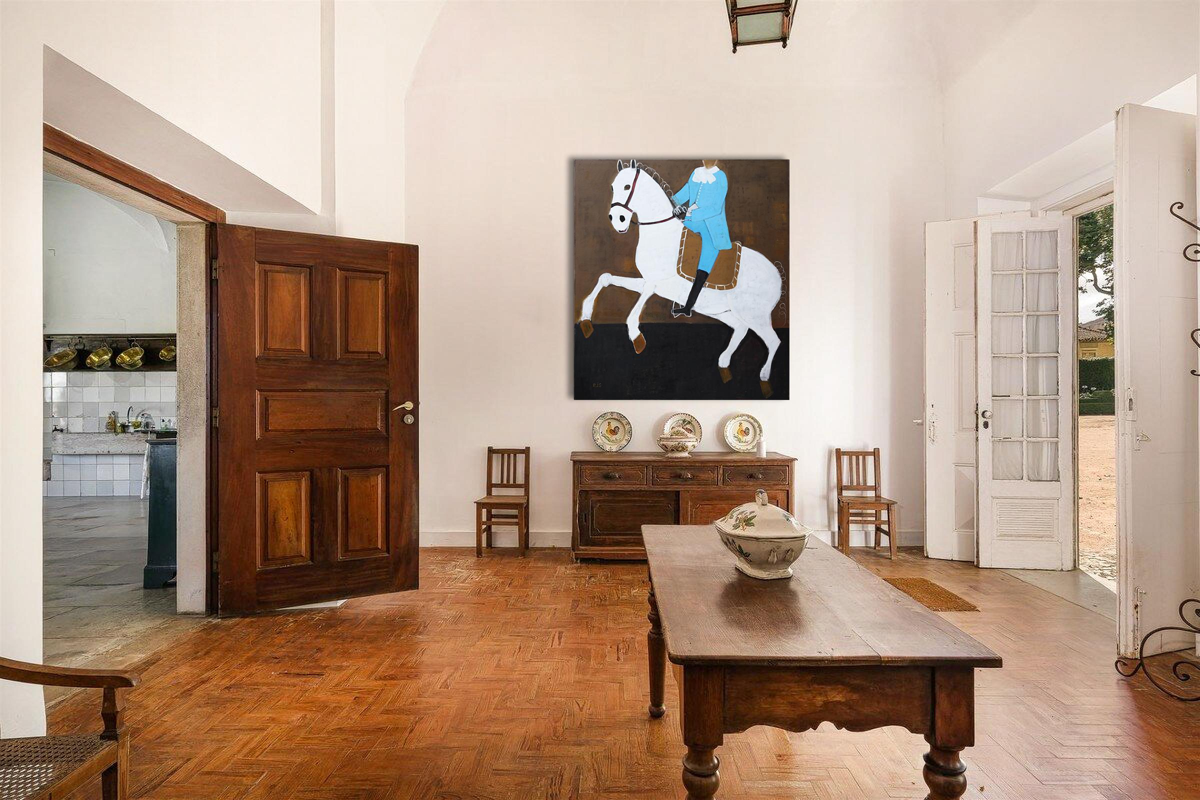 Gran pintura al óleo contemporánea sobre caballos. Retrato ecuestre. 190 x 170 cm - Painting de Rubins J. Spaans