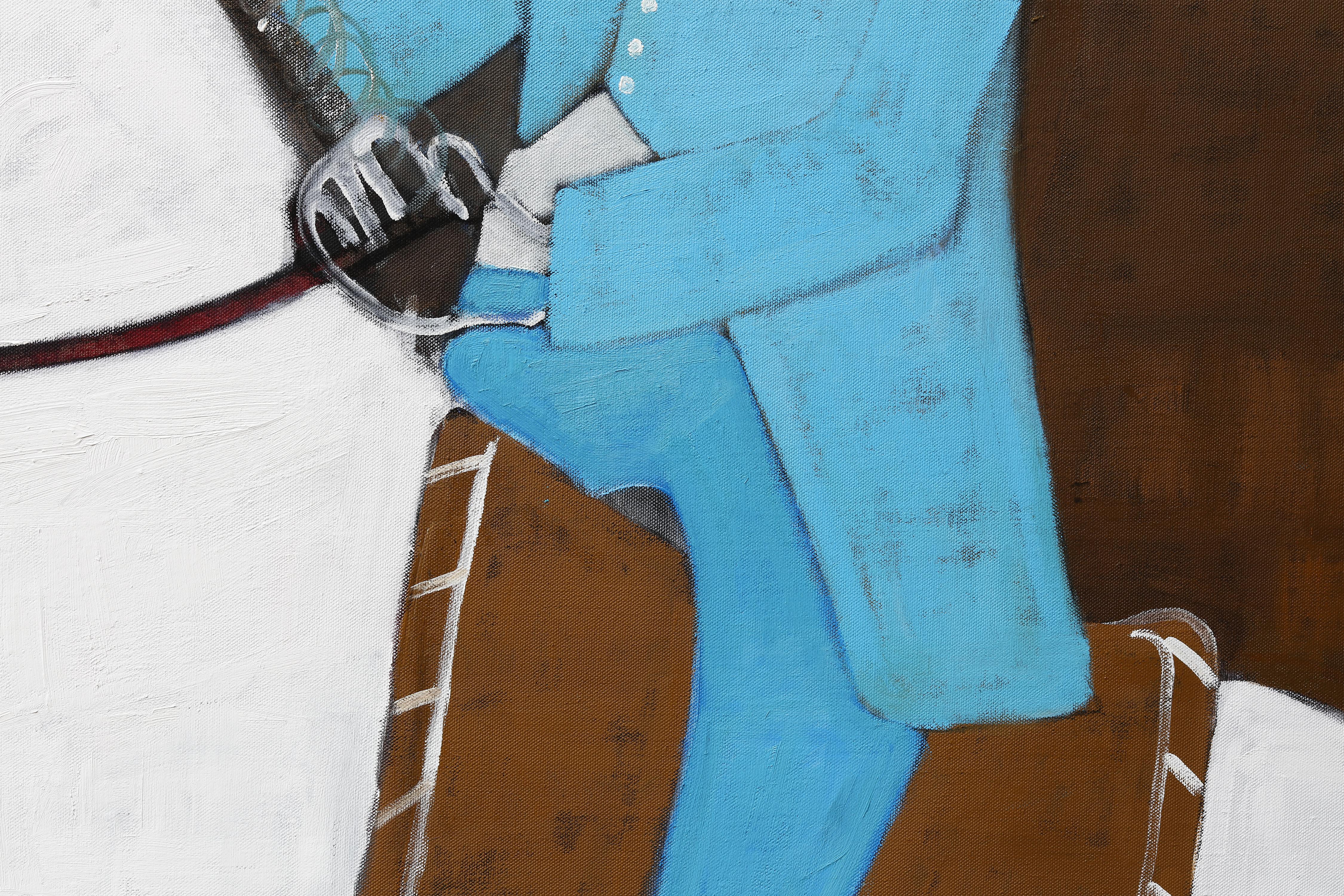 Gran pintura al óleo contemporánea sobre caballos. Retrato ecuestre. 190 x 170 cm en venta 2