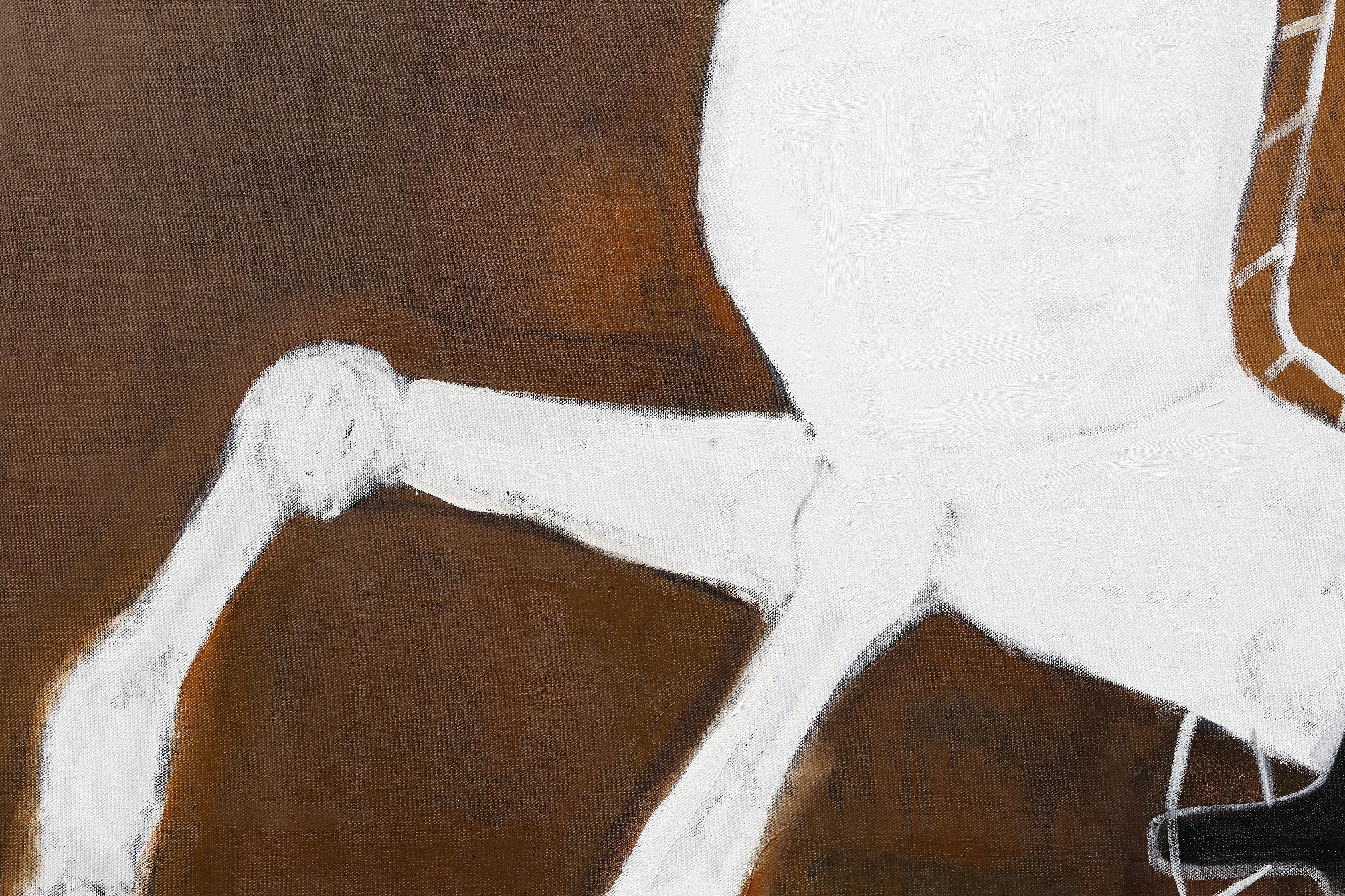 Gran pintura al óleo contemporánea sobre caballos. Retrato ecuestre. 190 x 170 cm en venta 4