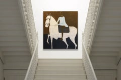 Large Contemporary Horse Painting. Man on horseback 200 x 180 cm