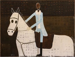 Large Contemporary Horse Oil Painting. Man on Horseback 160 x 210 cm