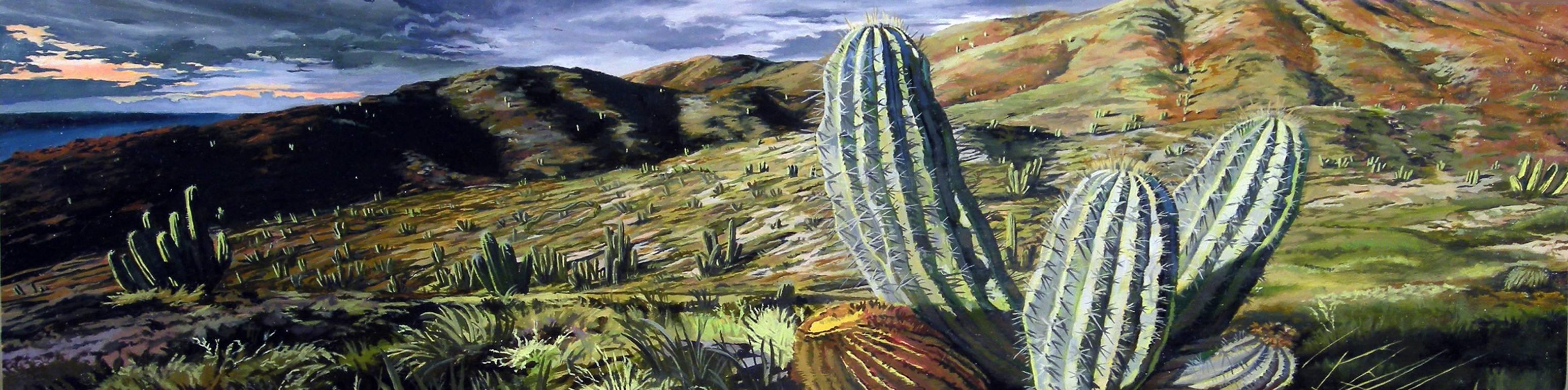 Steve Cope Landscape Painting - CALIFORNIA CACTUS, desert, cactus, nature landscape, green, brown