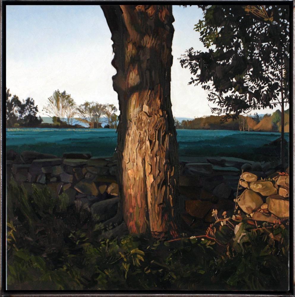 Trey Friedman Landscape Painting - TREES ON A LINE #35, trees in the country, hyper-realism, country landscape