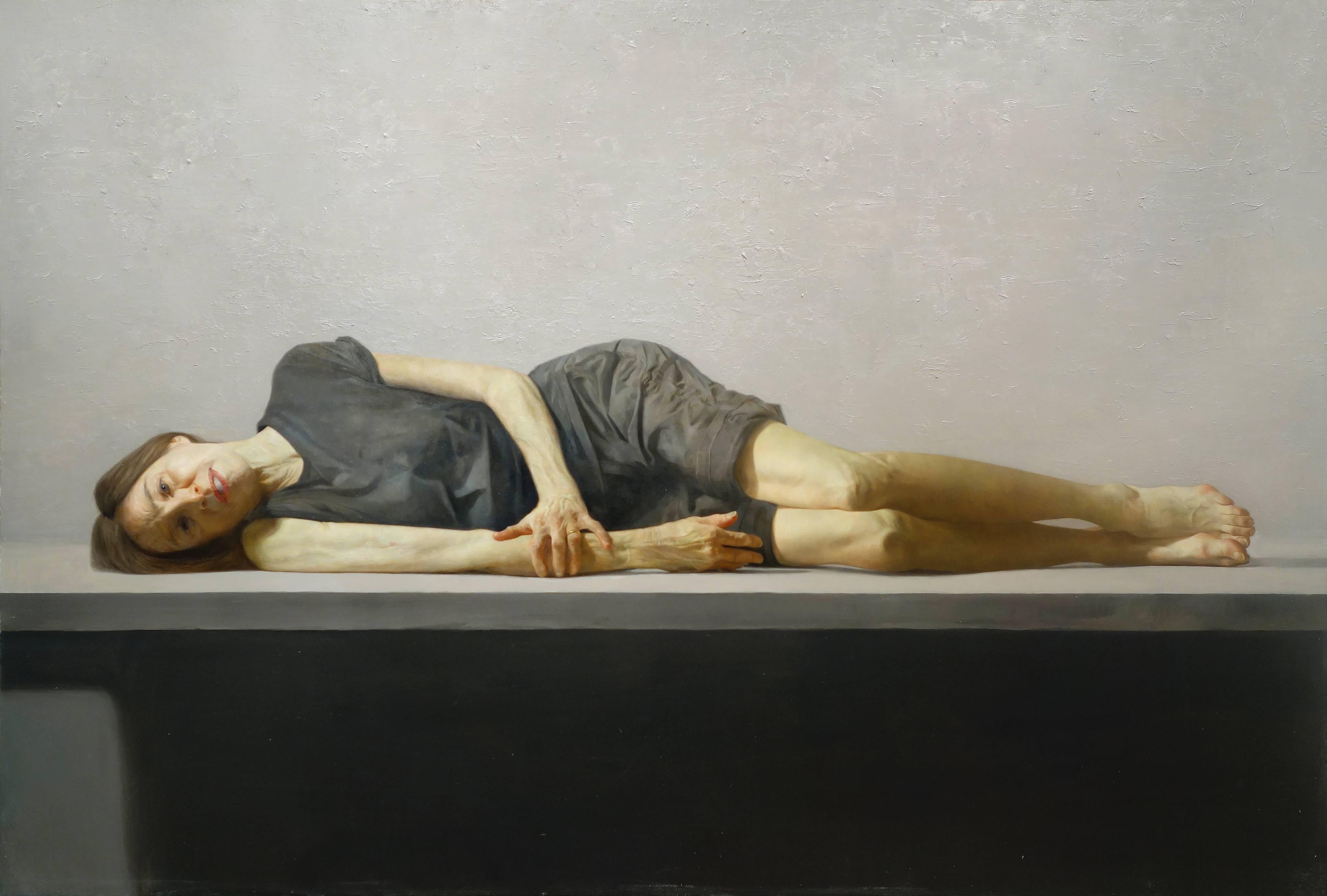 David Kassan Figurative Painting - SLIVER, female portrait, figurative art, photo-realism