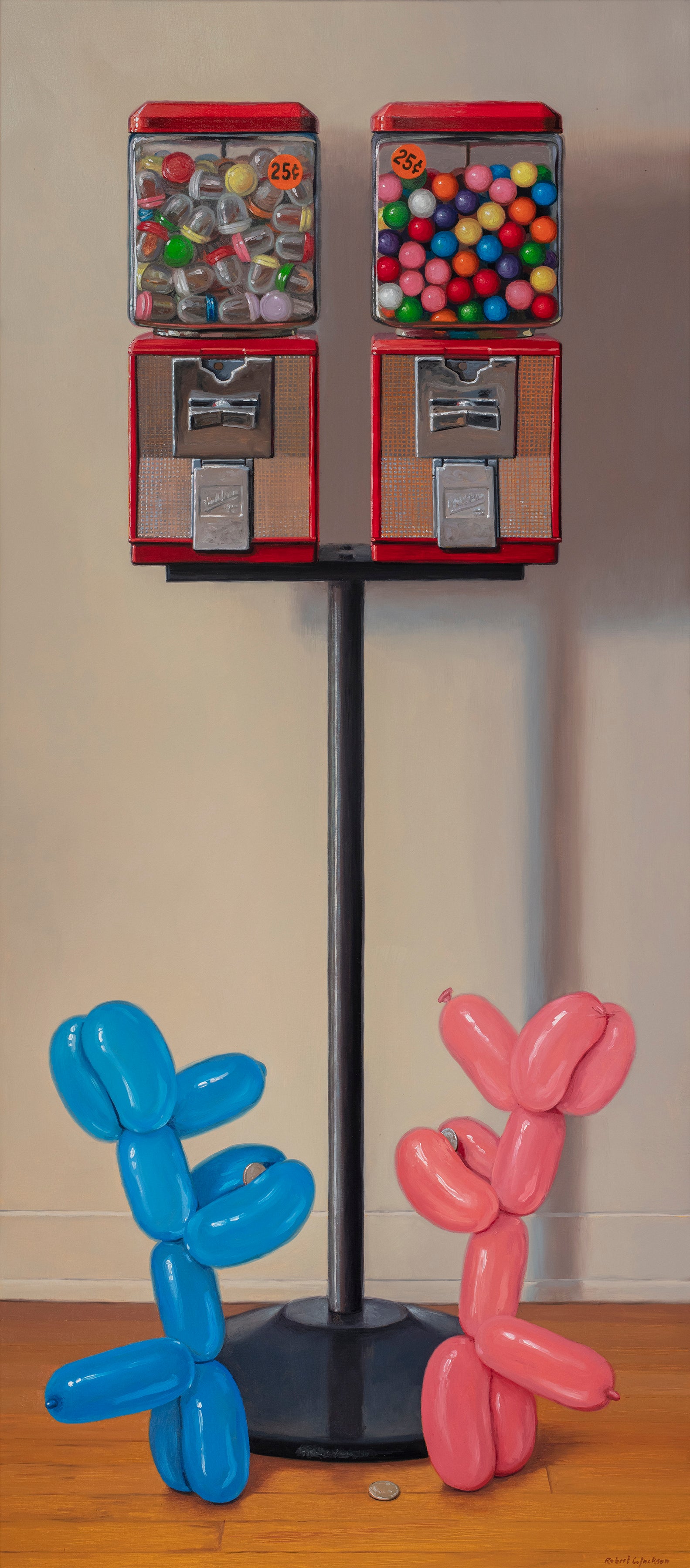 Quandary, Gumball Machine, Balloon Dogs A serious blue and white pillow quandry