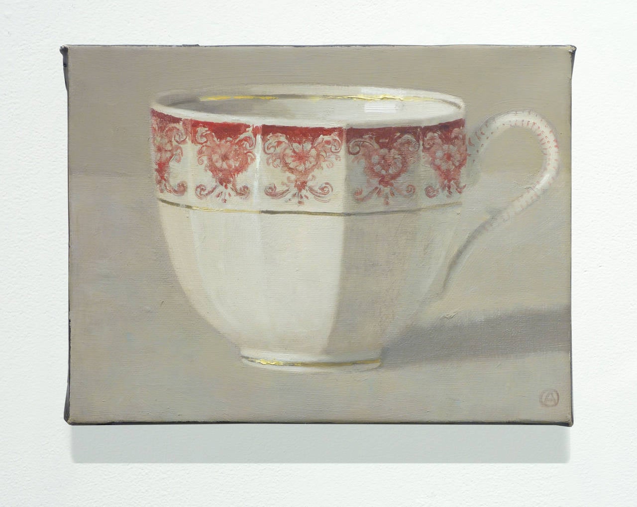 Cup with Pink Filigree - Painting by Olga Antonova