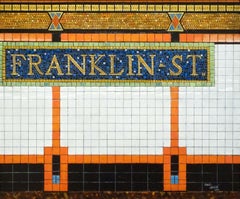 FRANKLIN STREET, subway signs, photo-realist, nyc subway, orange, train station