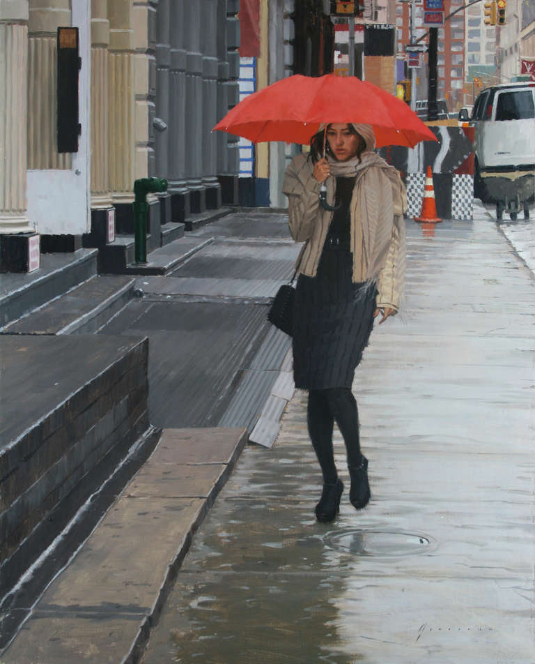 Vincent Giarrano Figurative Painting - Rain In Soho