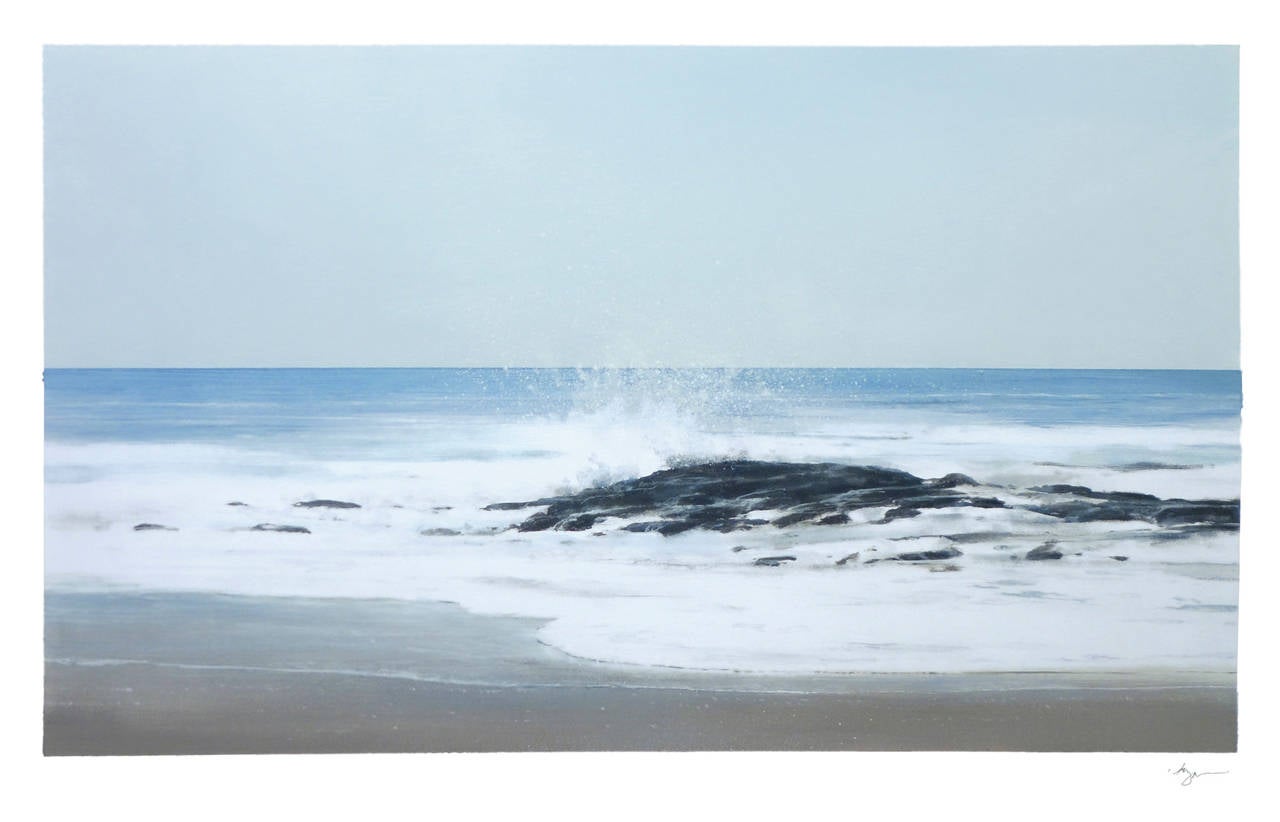 LAGUNA BEACH STUDY, coastline, waterscape, wave hitting rock, photo-realism - Art by Todd Kenyon