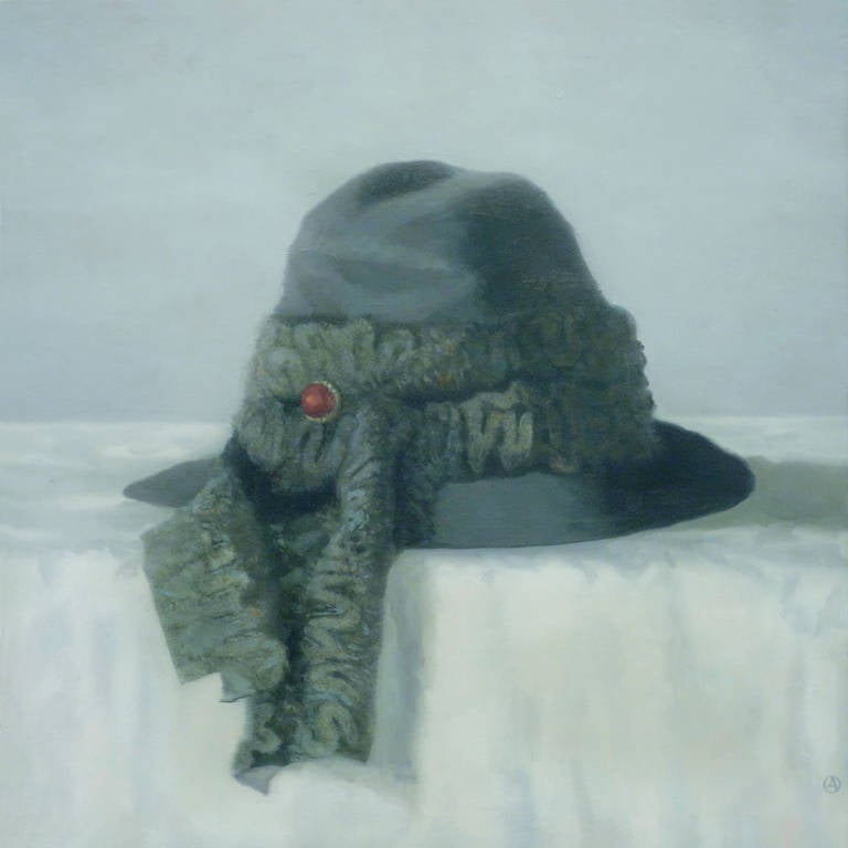 Olga Antonova Still-Life Painting - Black Hat with Scarf