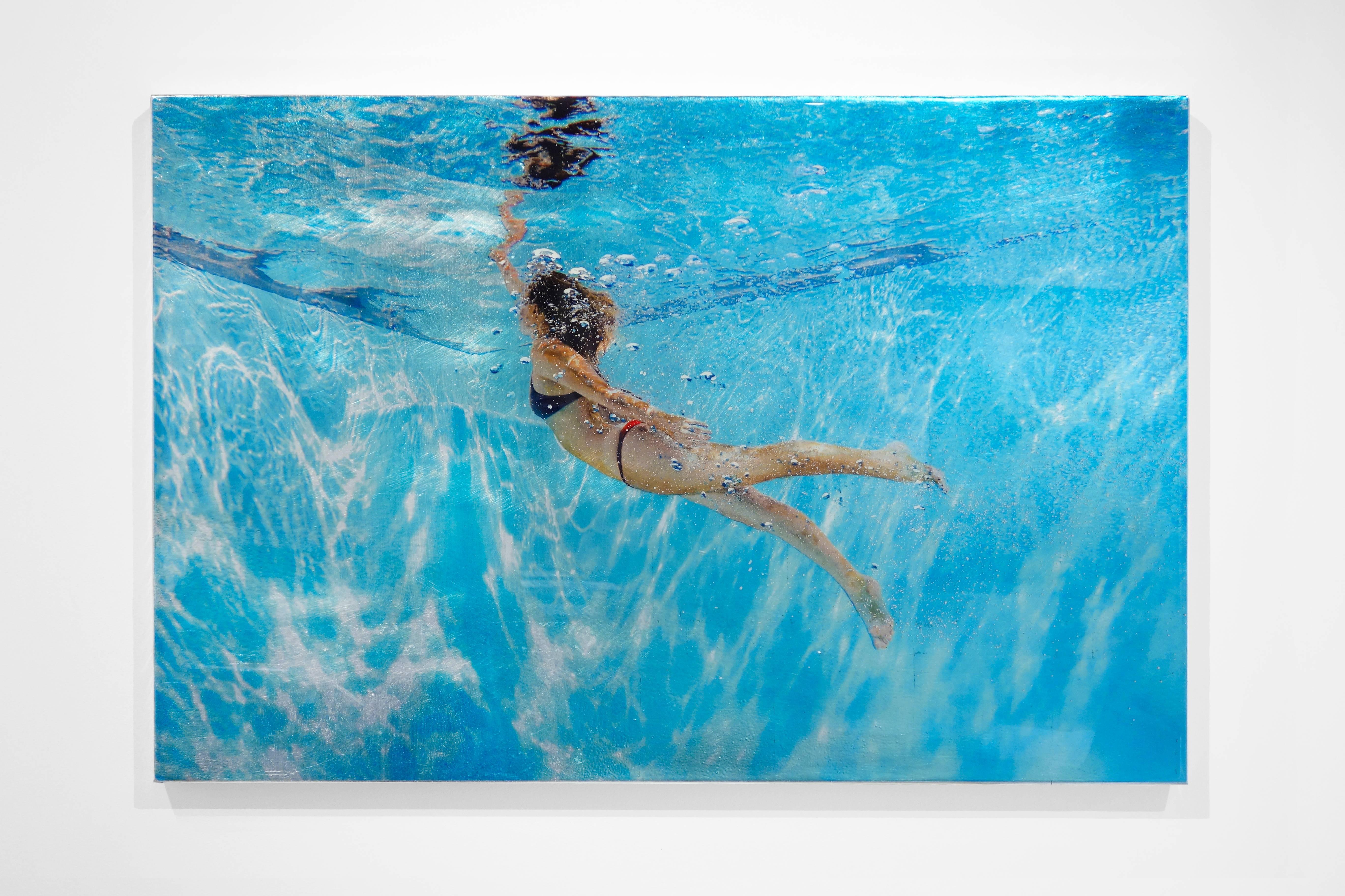 woman swimming art