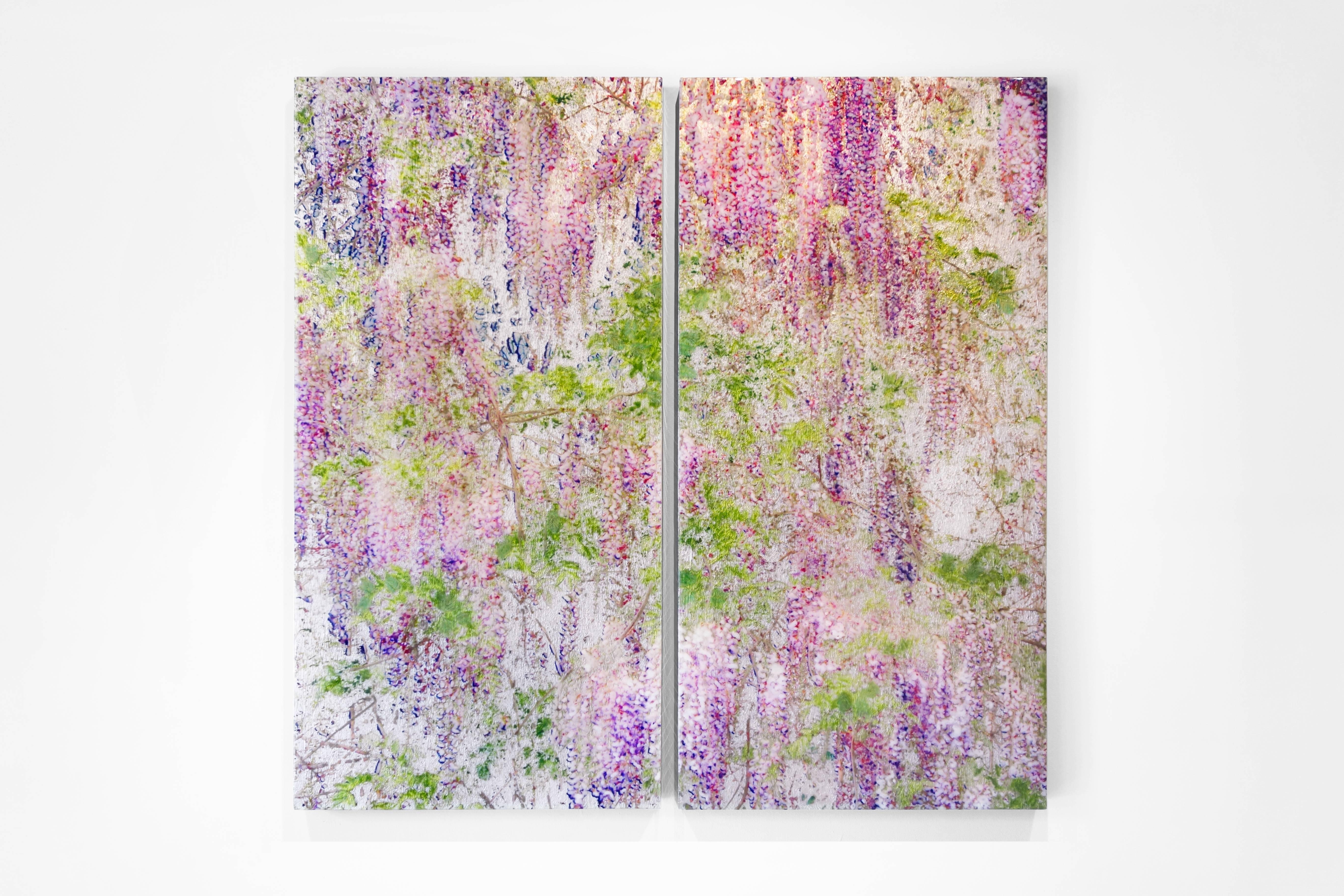 Springtime Reverie (Diptych) - Contemporary Mixed Media Art by Susan Goldsmith