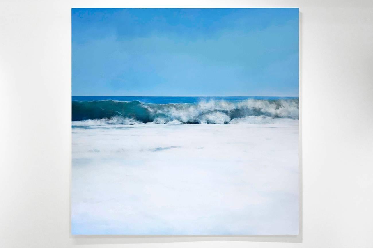 AZURE, hyper-realism, waterscape, waves in the ocean, white crests, blue sky - Painting by Todd Kenyon