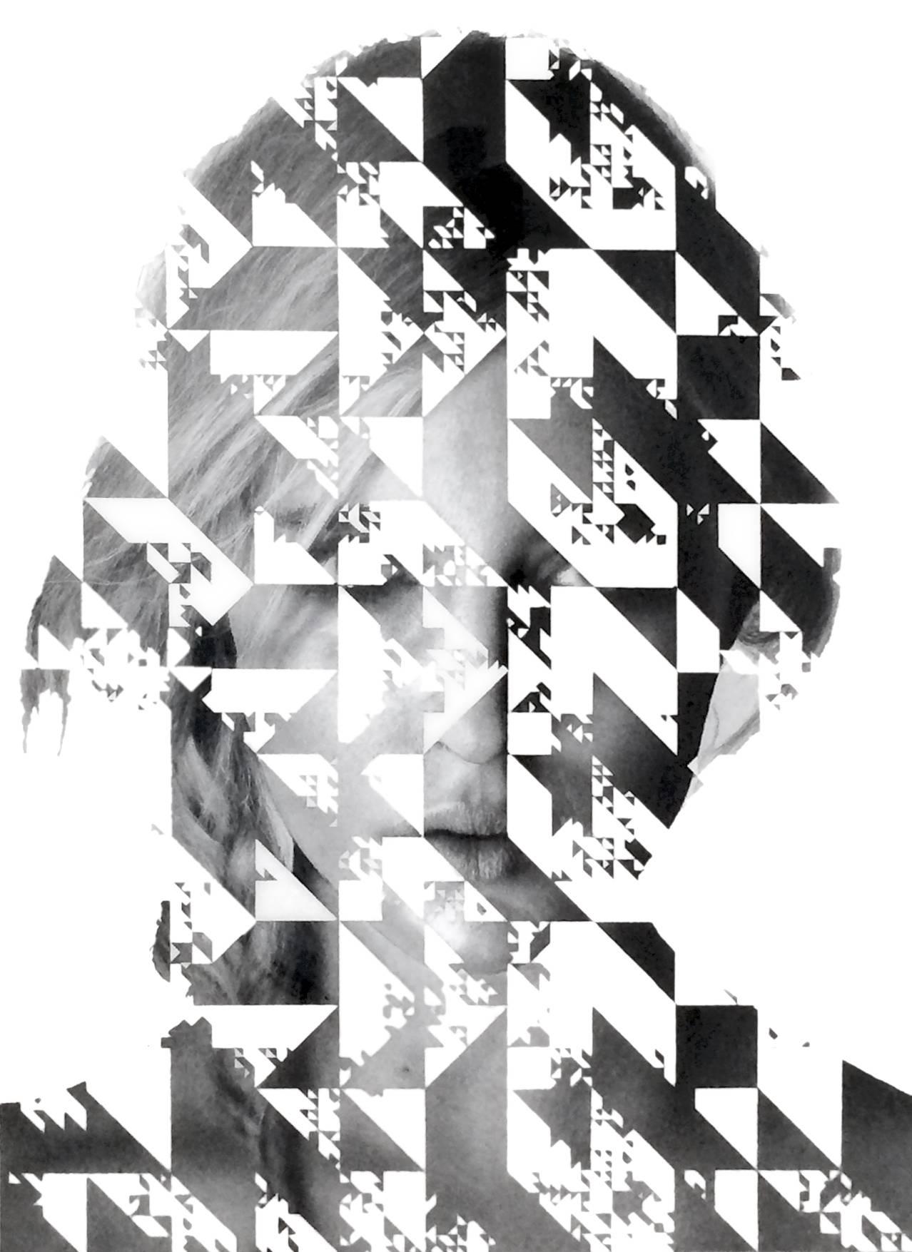 UNTITLED (FAB V) - portrait / overlaid designs /black and white / greyscale