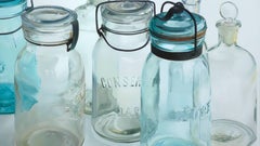 BEYOND THE PALE, still-life, photo-realism, glass mason jars, light on glass