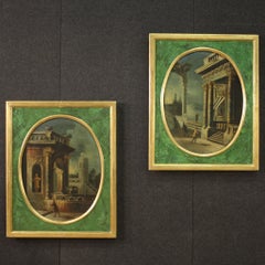 18th Century Oil on Canvas Italian Architecture Caprice Landscape Painting, 1760
