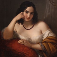 Portrait of a Lady, oil painting on canvas, signed by Schiavoni, dated 1842