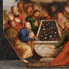 Antique oil painting on marble depicting the Assumption of the Virgin Mary 1