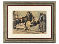 Ricard Opisso – Spanish Civil War Food Queue – Watercolor on Paper