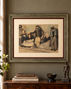 Ricard Opisso – Spanish Civil War Food Queue – Watercolor on Paper