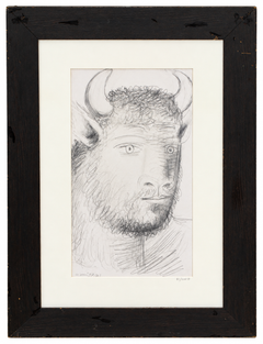 Tete de Minotaur Lithograph, Cubist Style, Framed, 1990 Edition