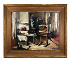 Artist's Studio Interior, Oil on Board by Joan Serra Melgosa